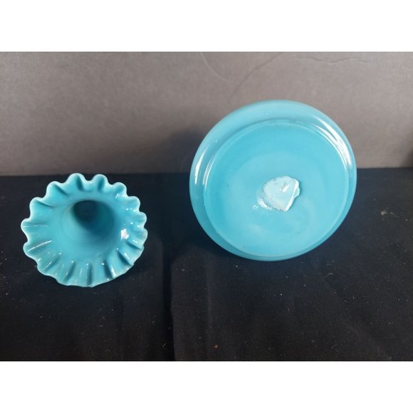 Bristol Glass Decanter with Ruffled Top Stopper Blue - Picture 5 of 5